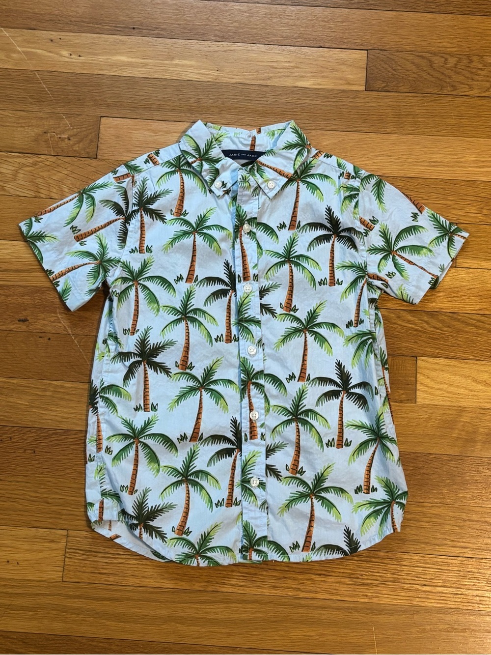 Janie and Jack tropical palm tree Hawaiian  short sleeve button down top